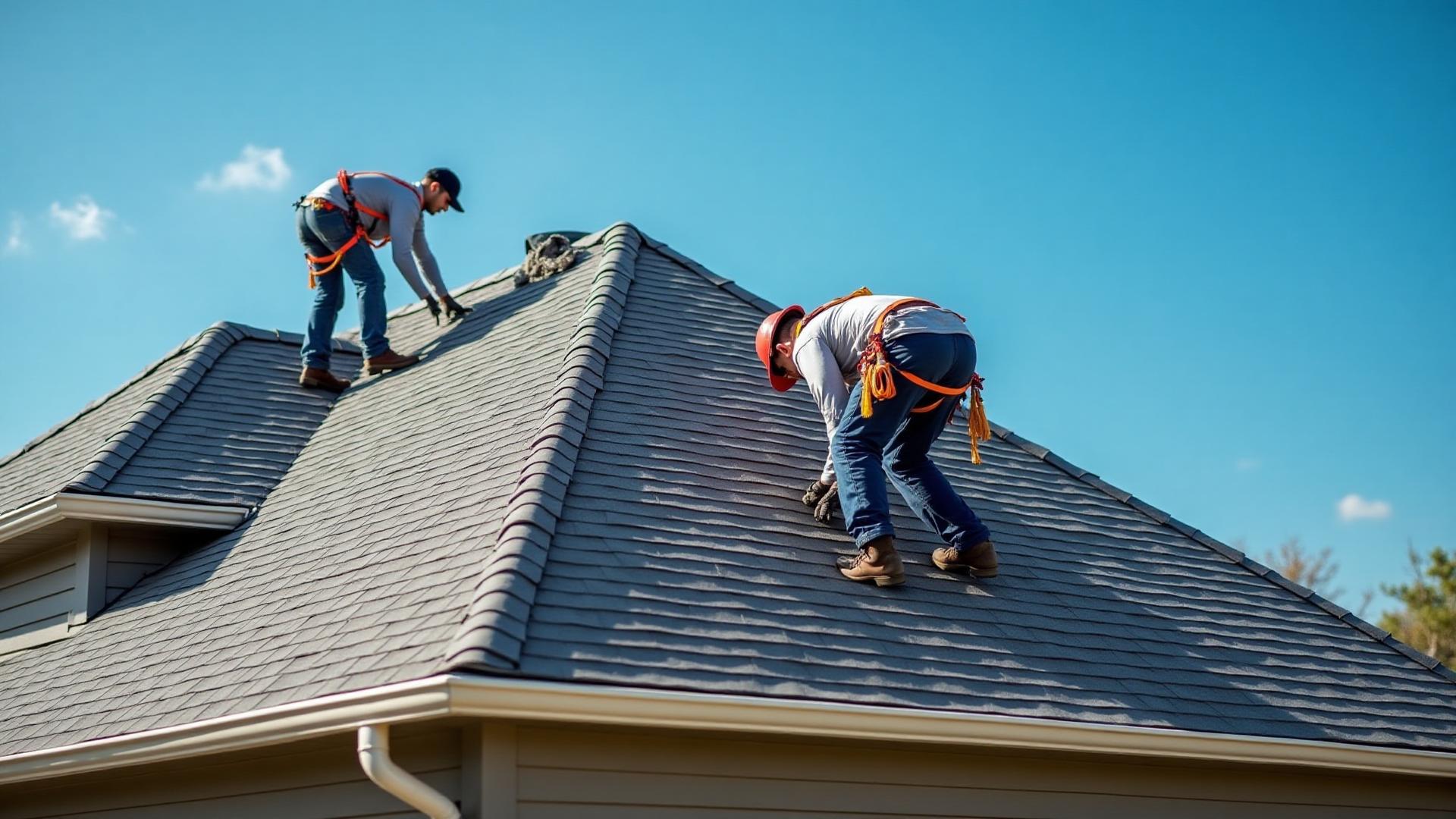 Professional roofing crew at work